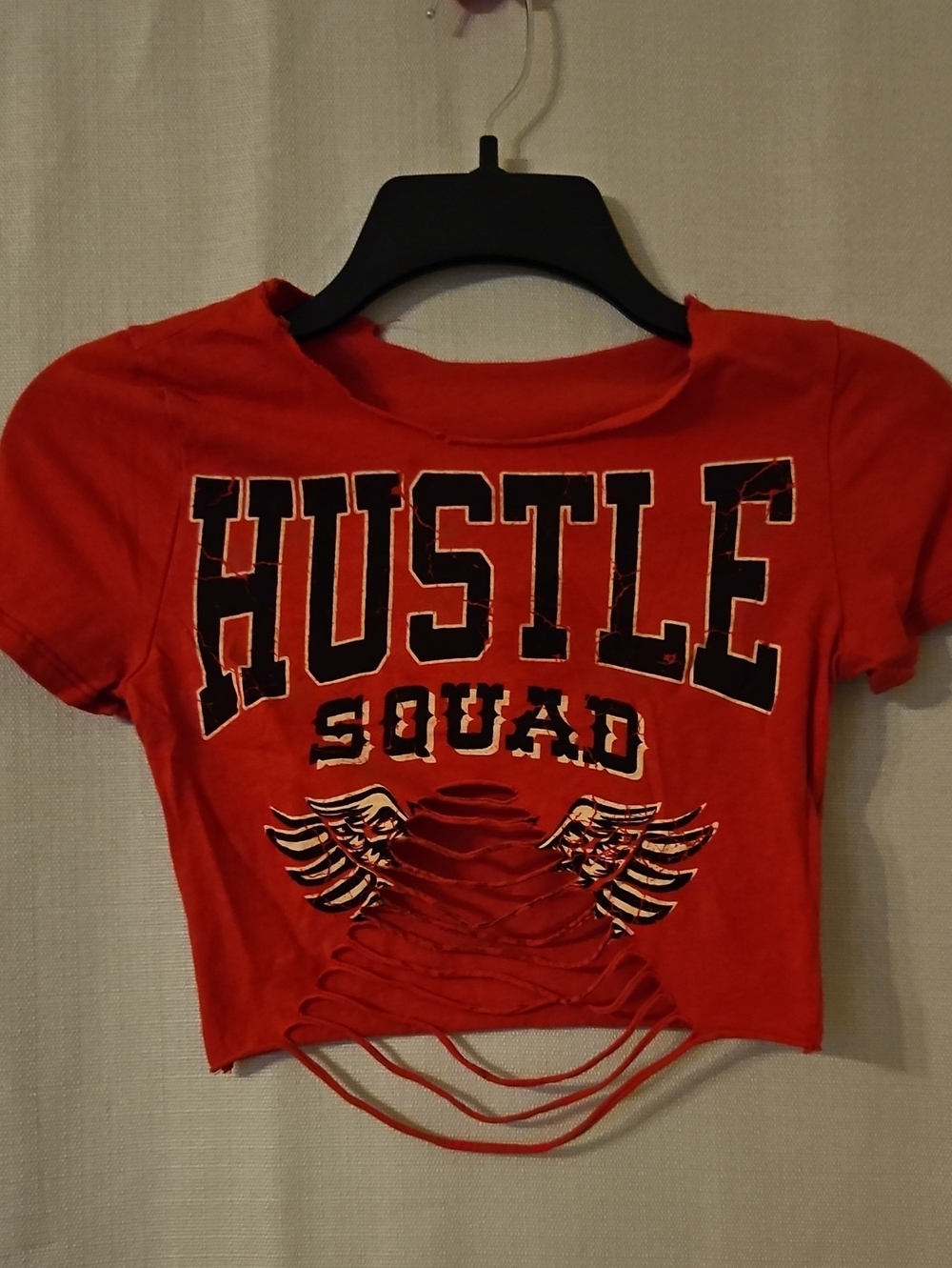 Red Hustle Squad Graphic Crop Top - Women